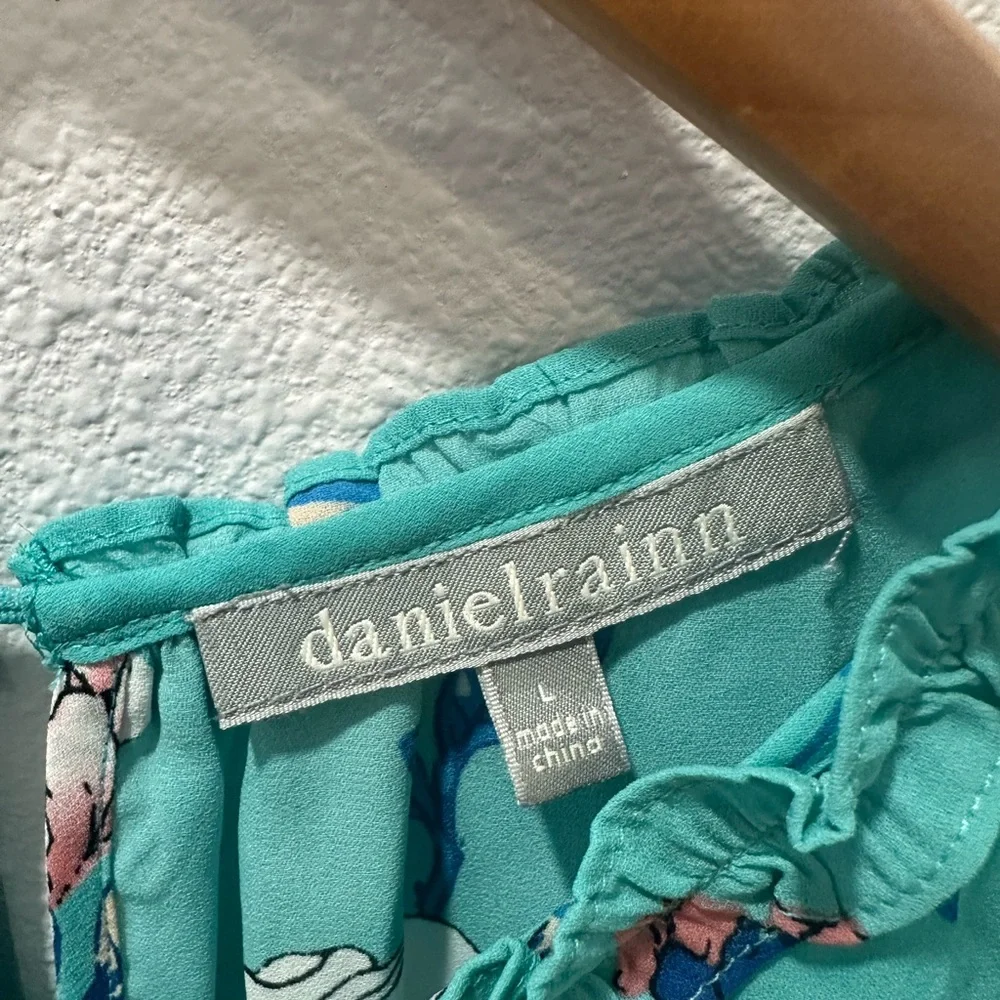 Daniel Rainn Teal Floral Blouse - Picture 2 of 5